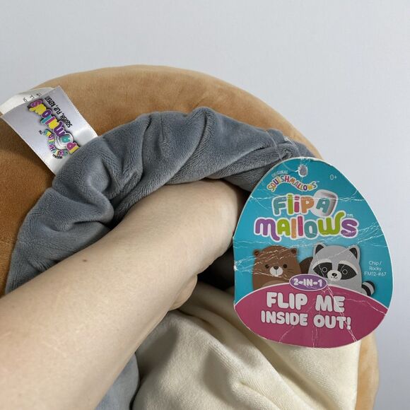 Squishmallows 12" Flip-A-Mallow Chip Beaver Rocky Raccoon Plush Stuffed Animal - Picture 7 of 12